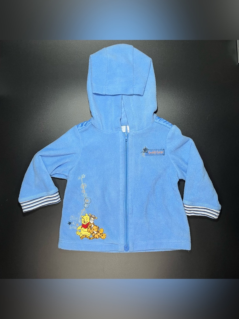 VTG Winnie The Pooh Embroidered Fleece Jacket Blue 3-6 Months Tigger Disney Baby